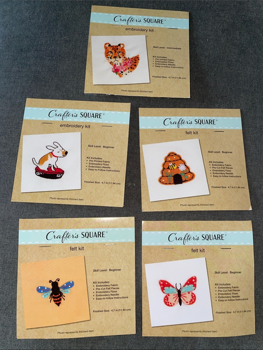 Crafter's Square Felt & Embroidery Craft Kit Set - Multicolor Assorted Motifs